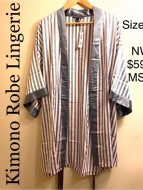 M/L Kimono Robe Victoria's Secret Striped Lingerie Lounge